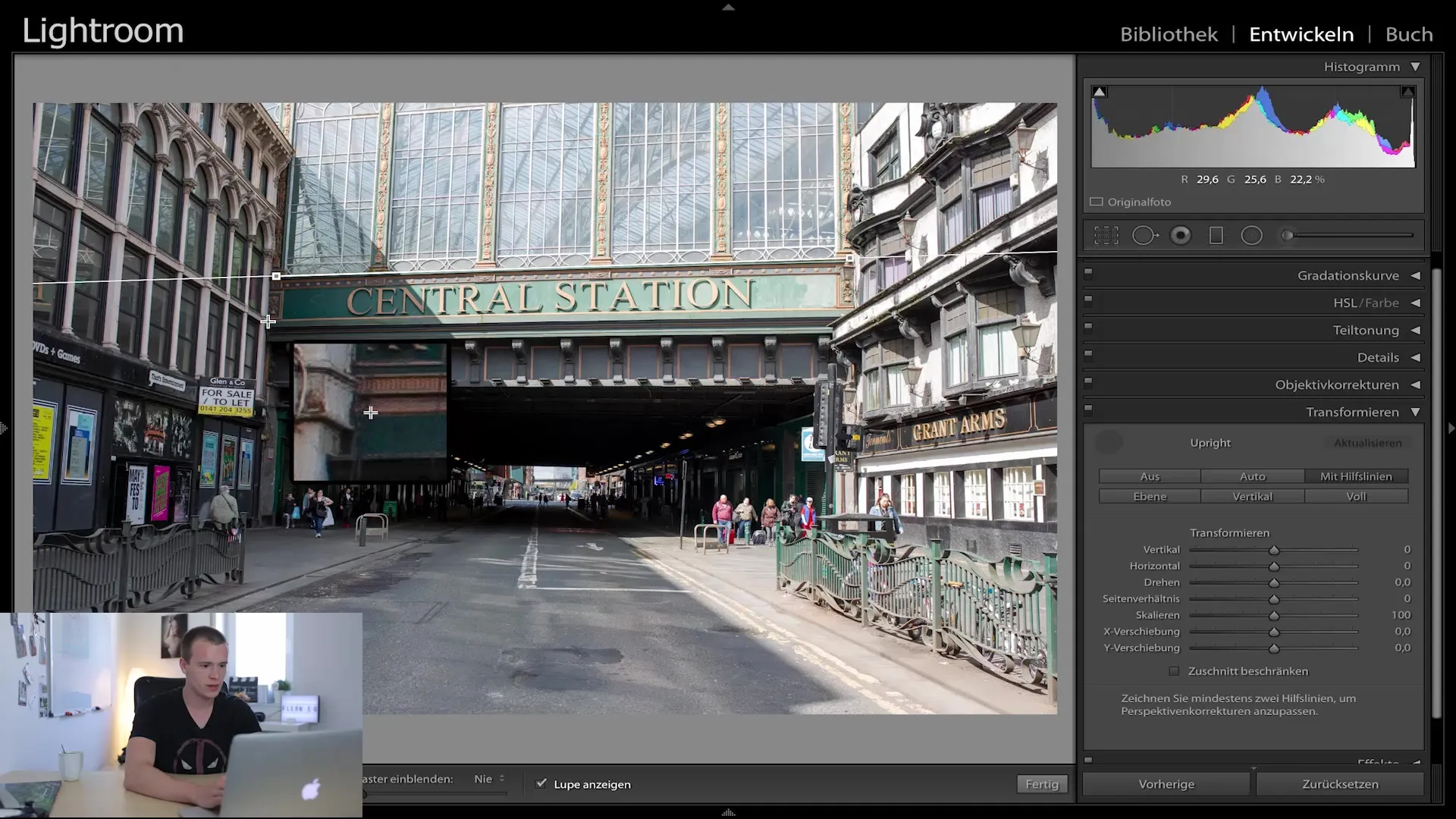 Professional image editing with the Transform dialog in Lightroom