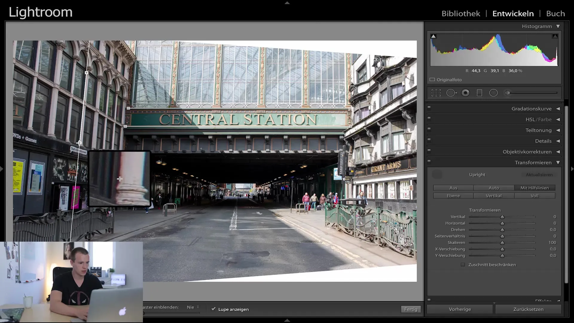 Professional image editing with the Transform dialog in Lightroom