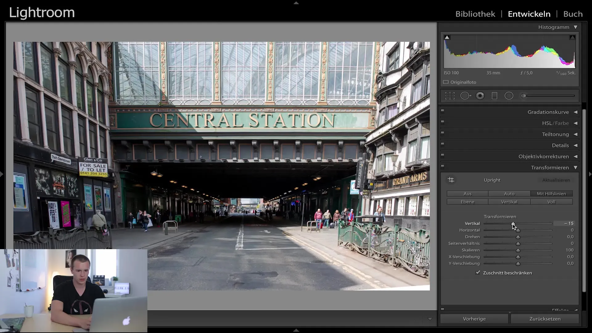 Retouche professionnelle d'images avec la boîte de dialogue Transformation dans Lightroom