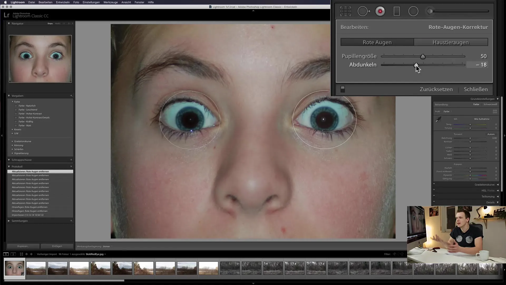 Ultimative Anleitung zur Entfernung roter Augen in Lightroom Classic CC