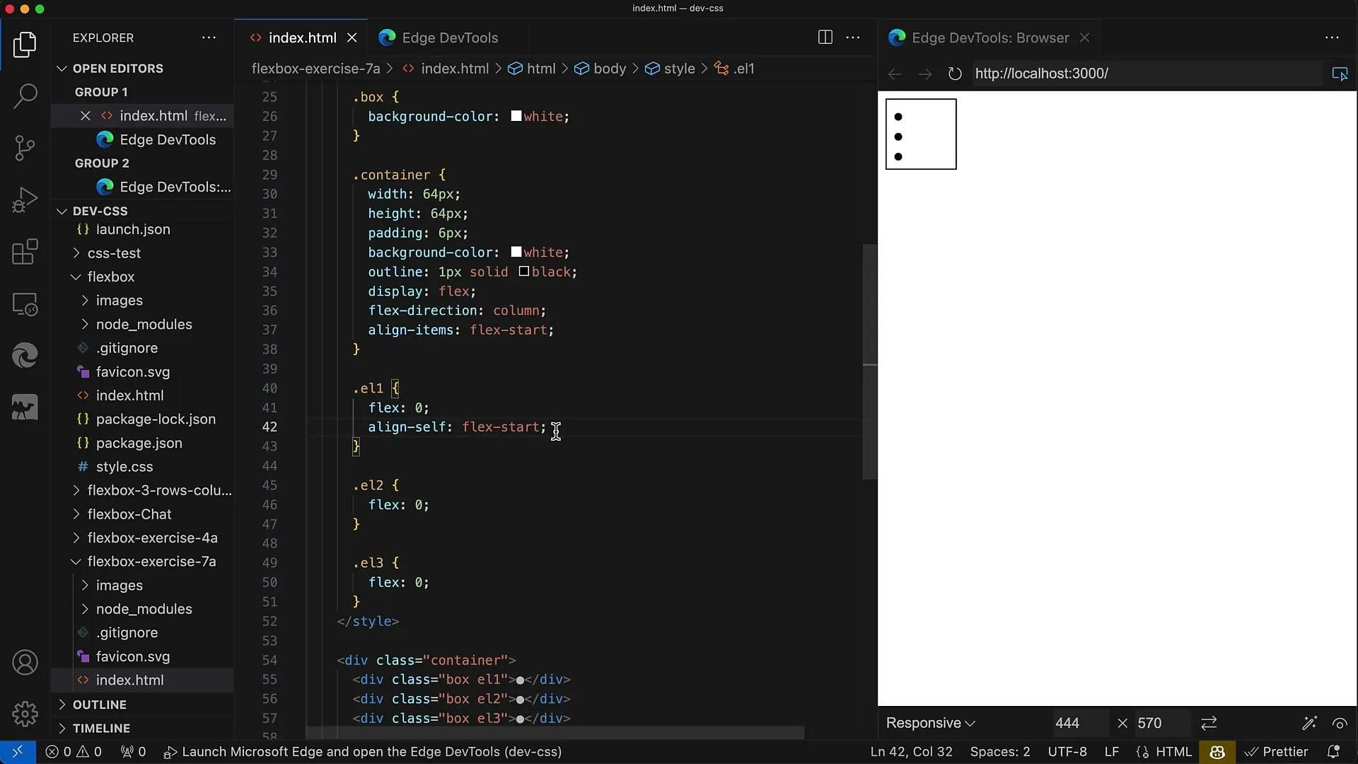 Flexbox Tutorial: Designing Single Alignment of a Cube