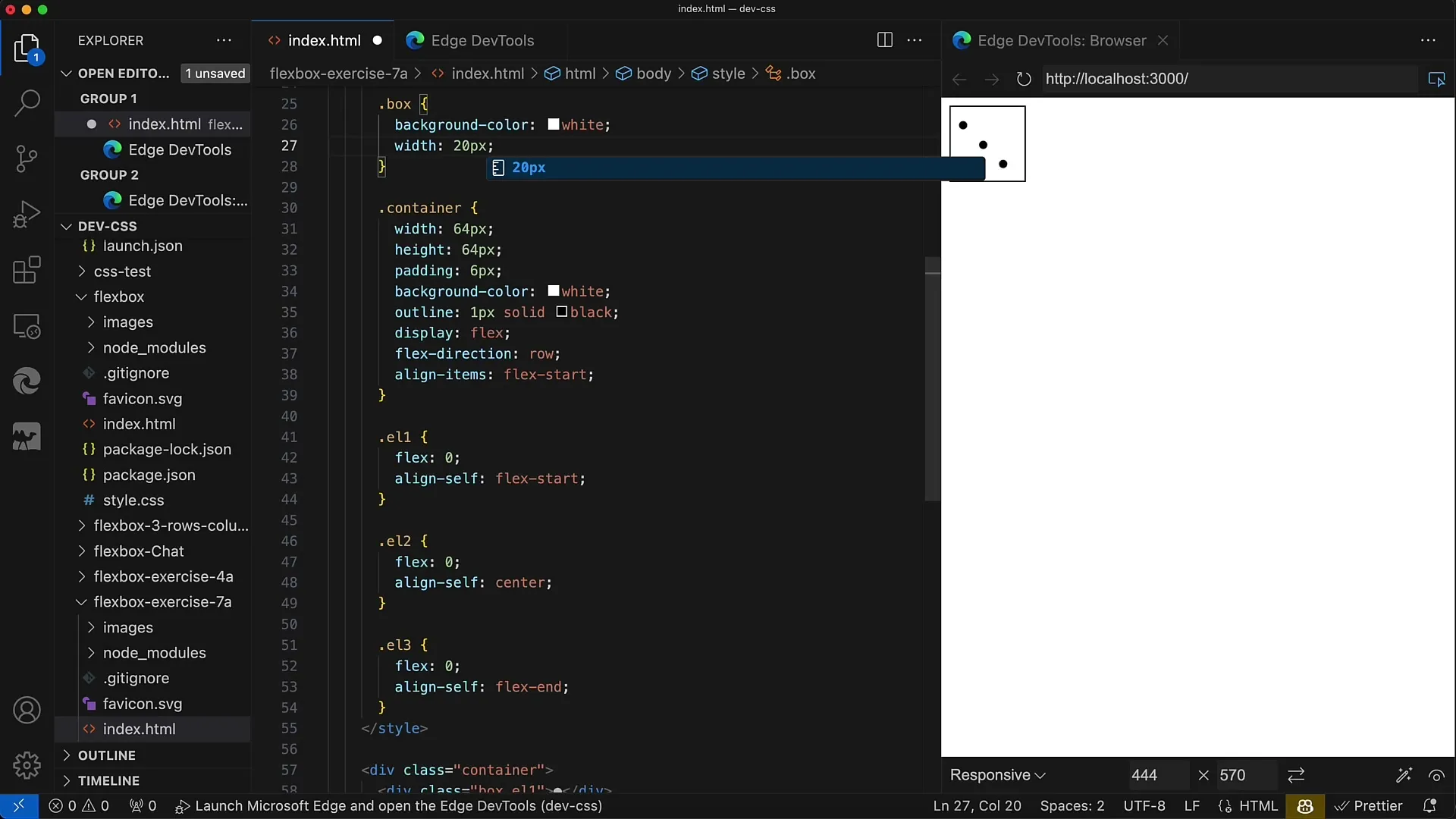 Flexbox Tutorial: Einzelausrichtung eines Würfels designen