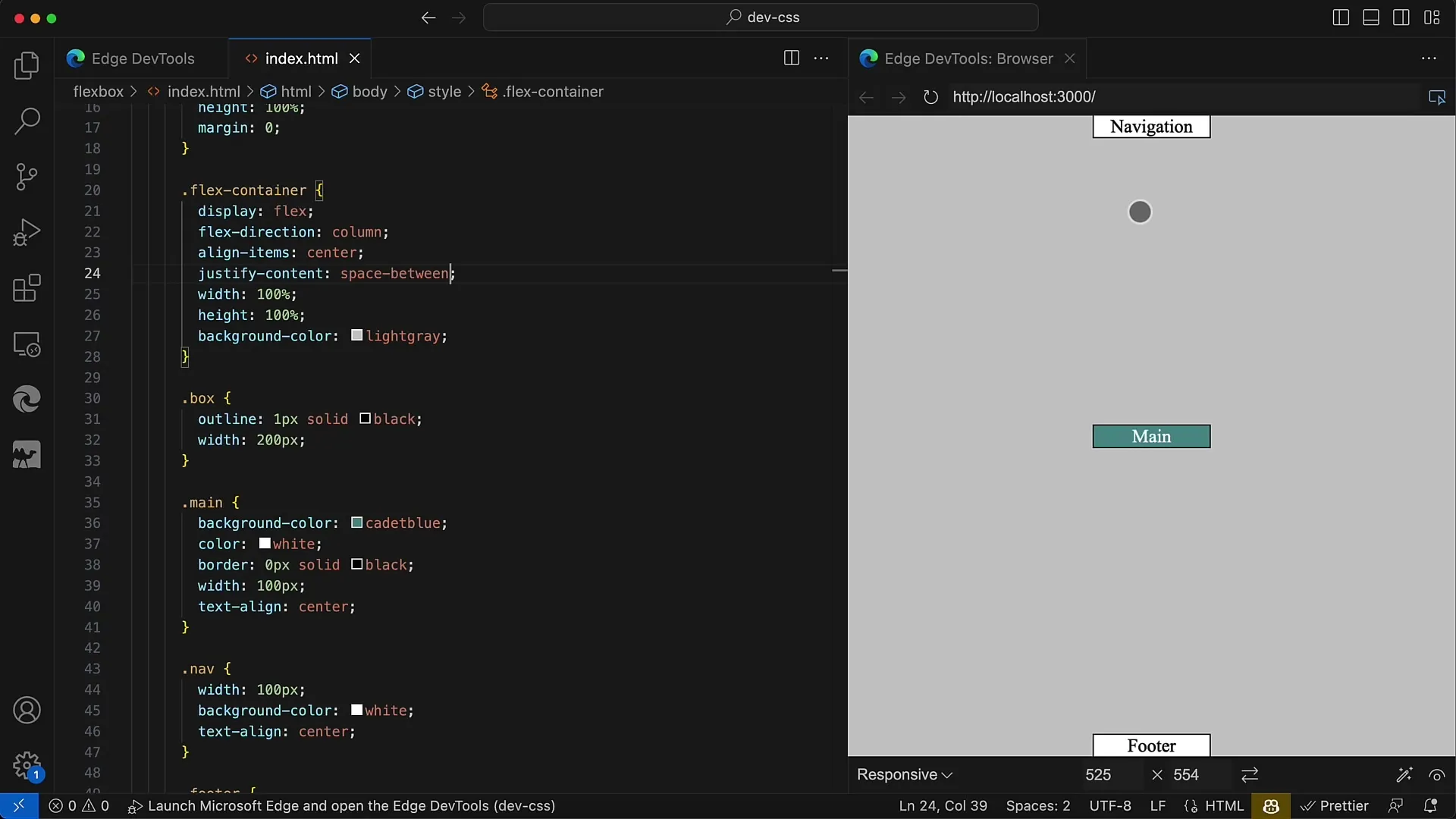 Flexbox in CSS & HTML: Instructions for alignment in the main axis