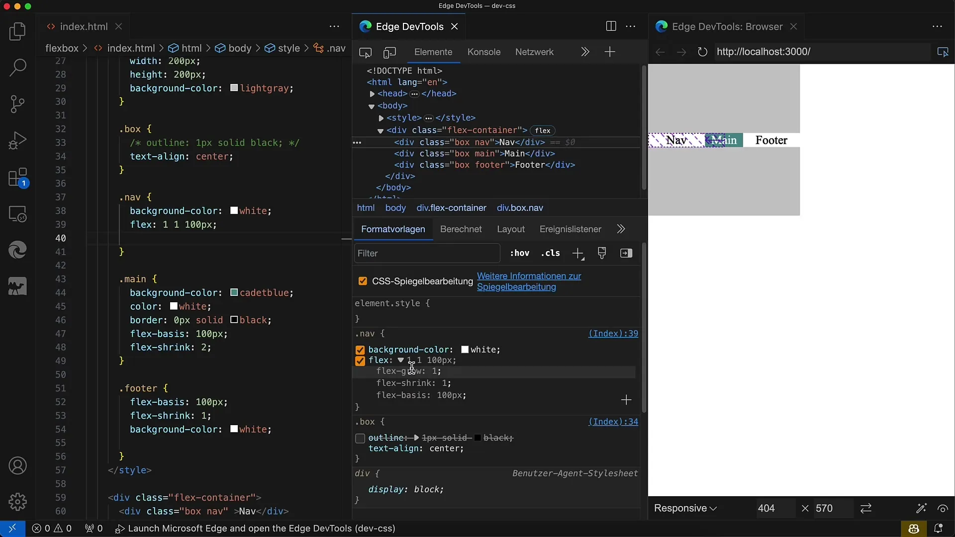 Flexbox: Verkleinerung in Flex-Richtung mit flex-shrink steuern