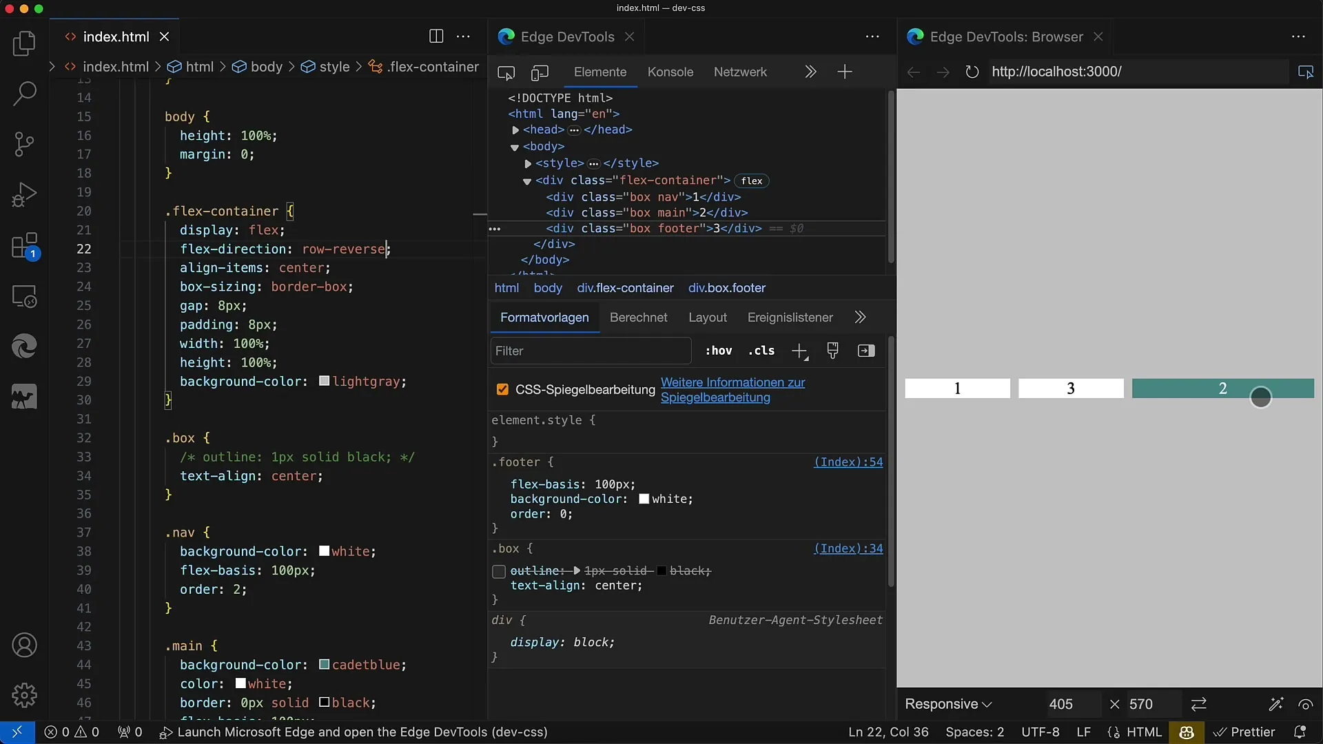 Flexbox CSS-is: nii sa saad elemente sorteerida kasutades `order` ja pöördumissuunda ("reverse direction")