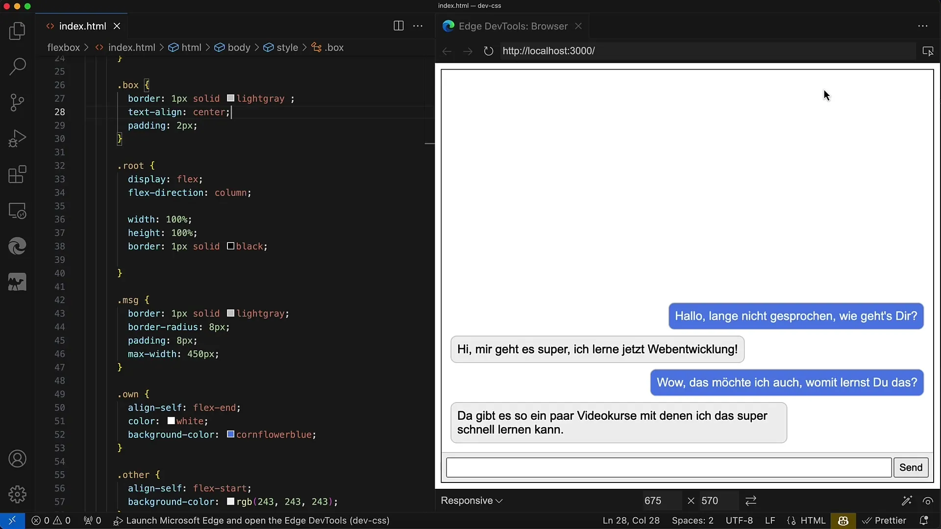 Flexbox in the chat layout: A structured guide for simple chats using Flexbox