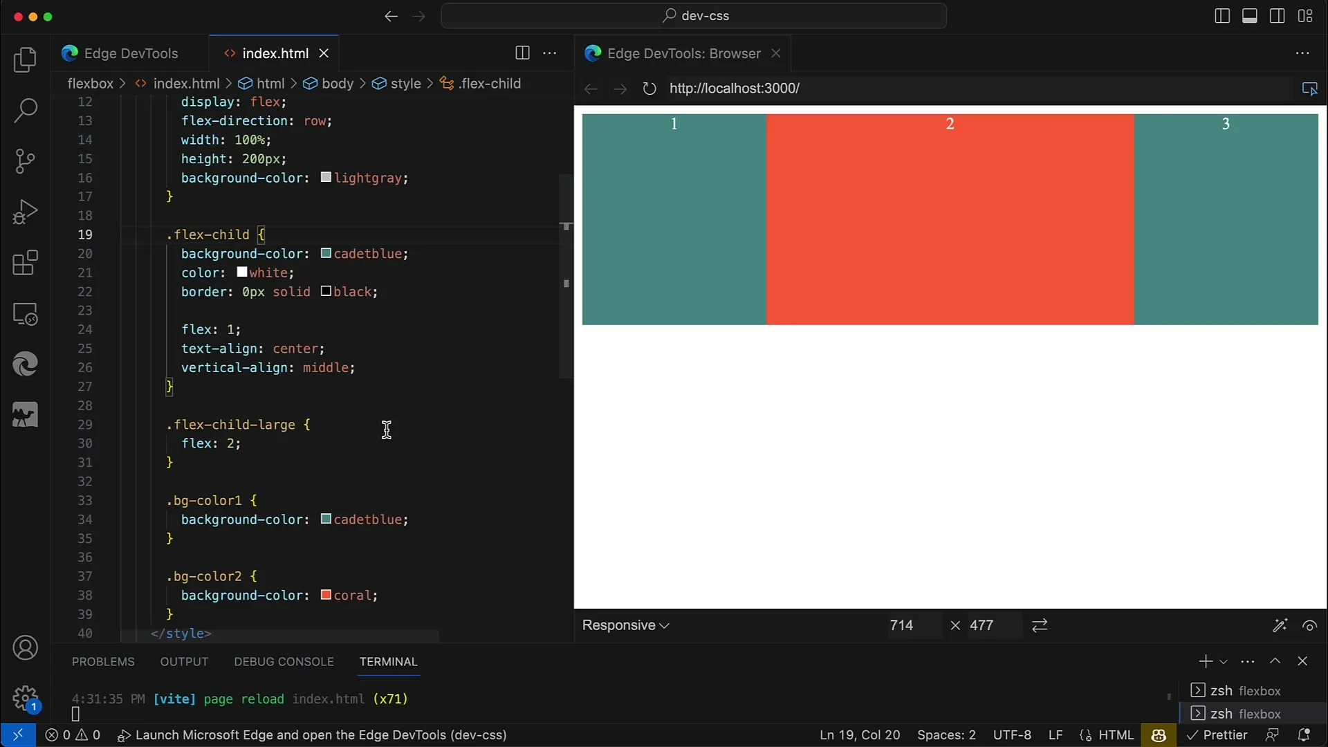 Flexbox in CSS and HTML: A concrete example of responsive design