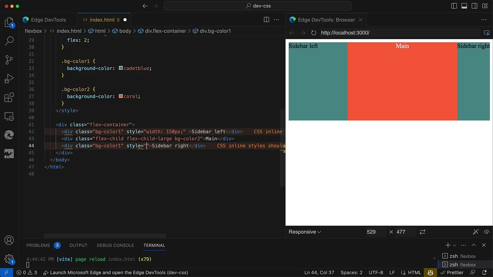 Flexbox in CSS and HTML: A concrete example of responsive design