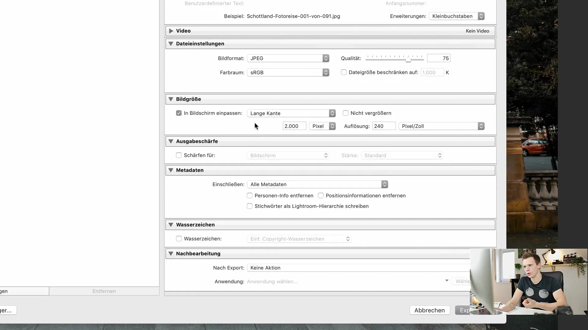 Efficiente esportazione di immagini da Lightroom Classic CC