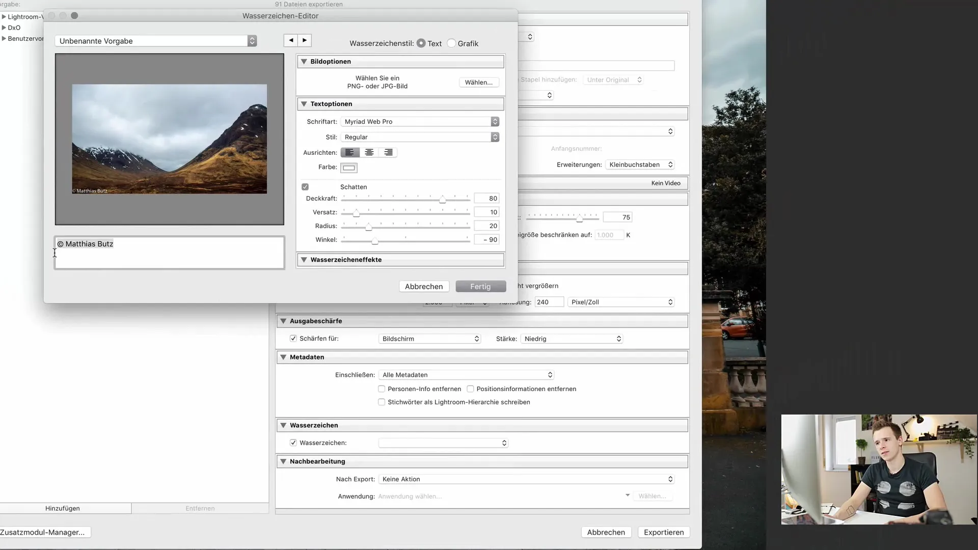 Exportação eficaz de imagens do Lightroom Classic CC