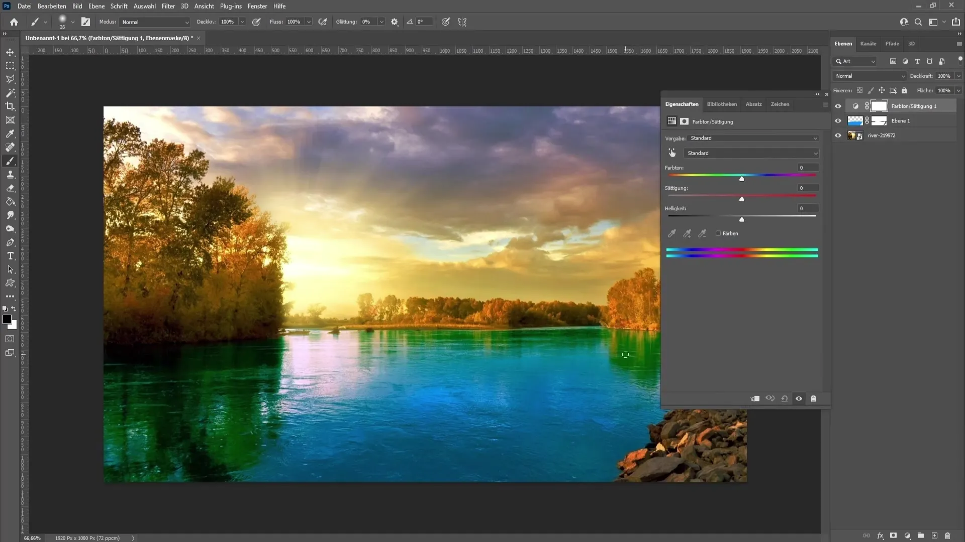 Mewarnai air di Photoshop - Petunjuk langkah demi langkah