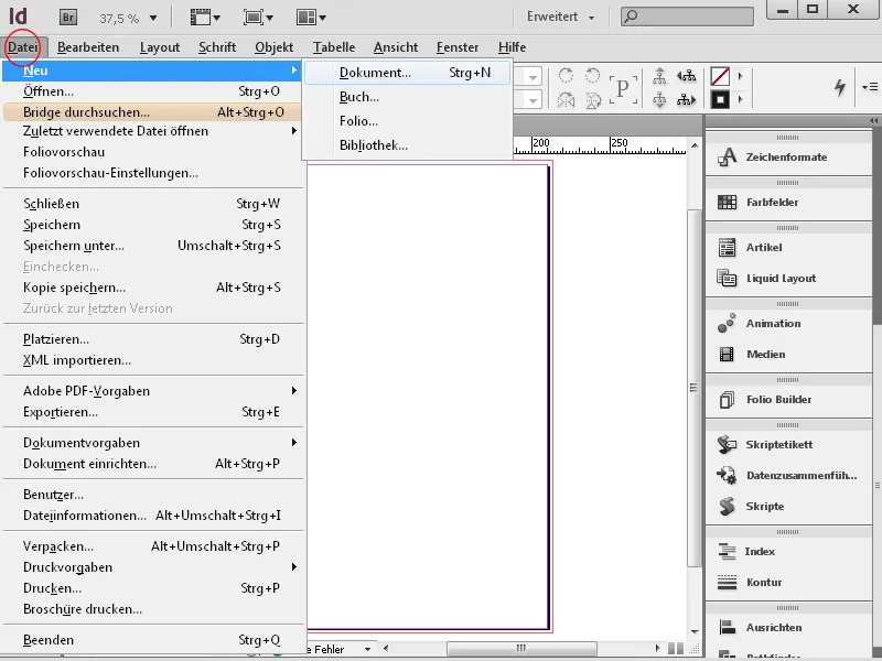 Começar a utilizar o InDesign