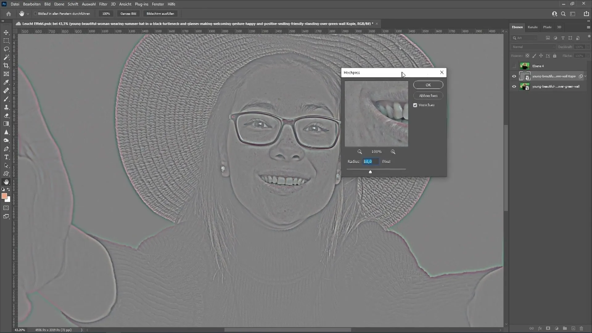 Effective removal of eyeglass reflections in Photoshop