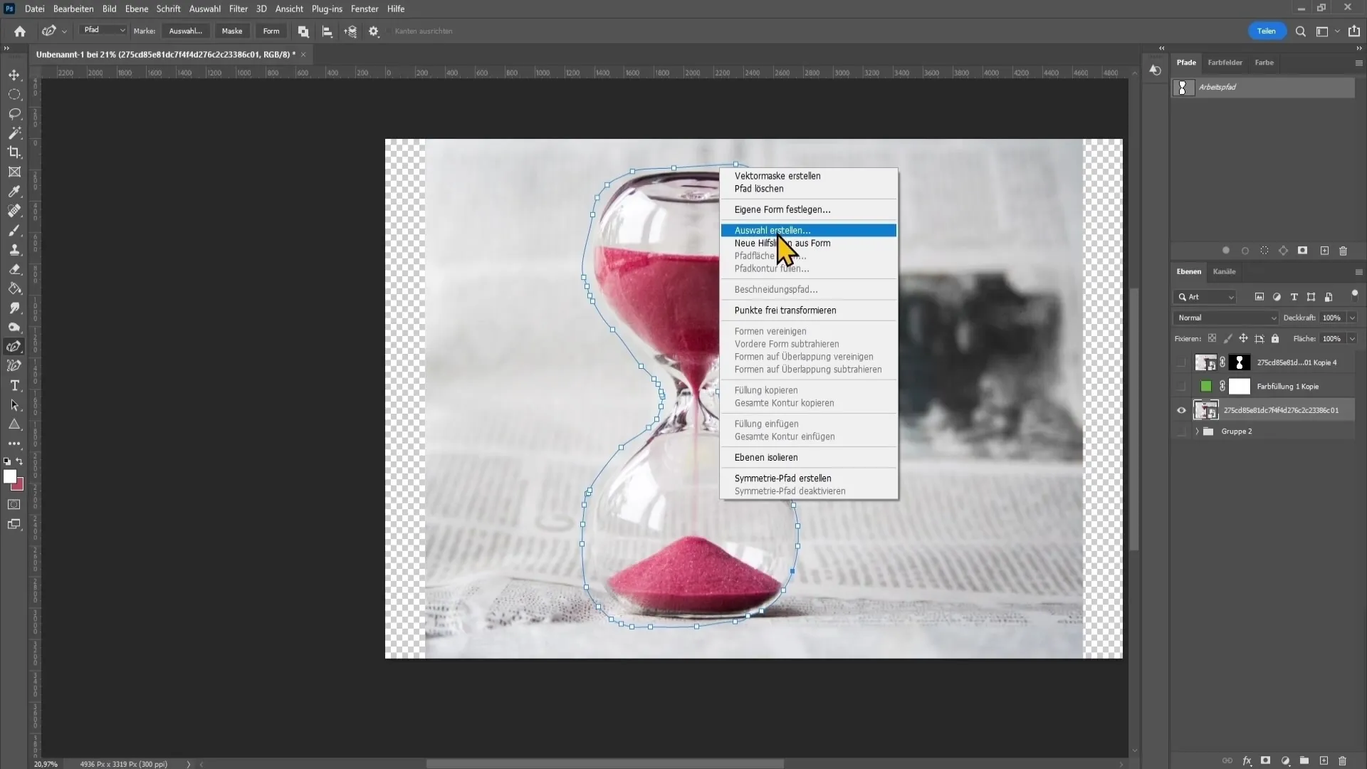 Effective cutting out of glass in Photoshop