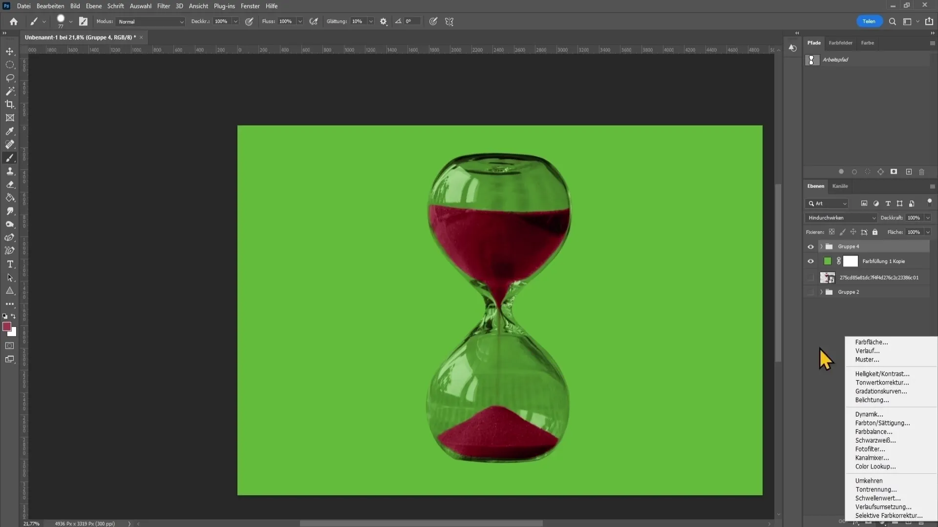 Effective cutting out of glass in Photoshop