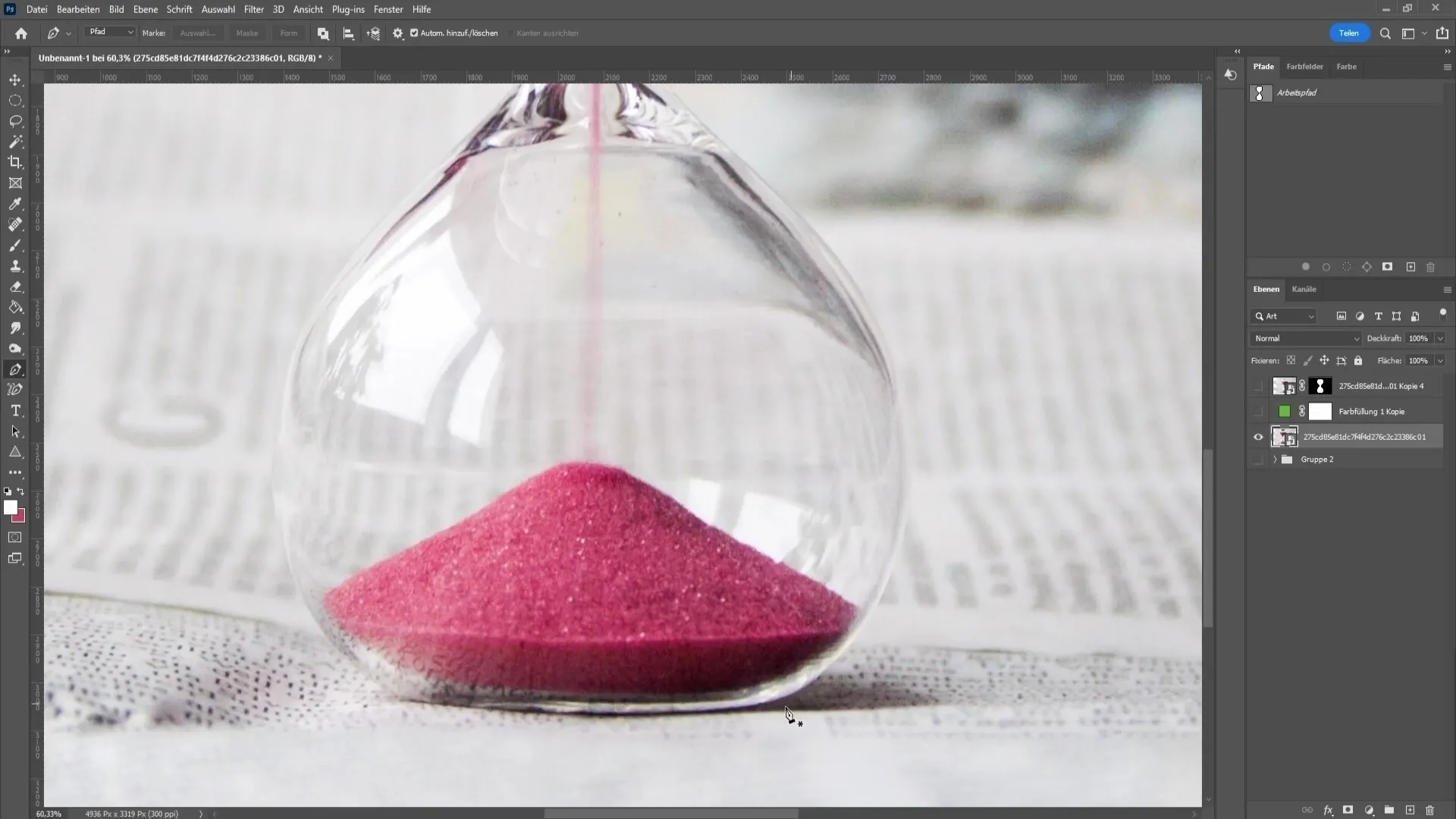 Effective cutting out of glass in Photoshop