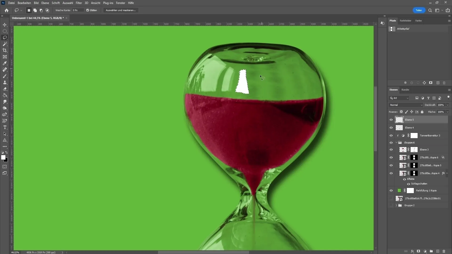 Efficient cutouts of glass in Photoshop