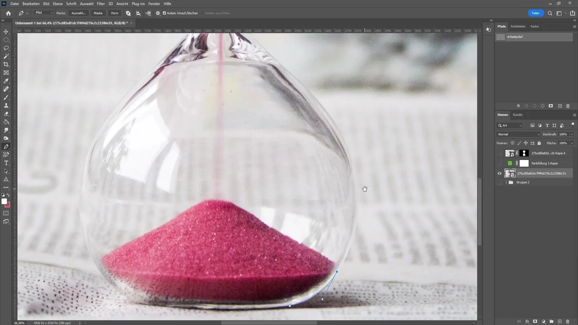 Effective cut-out of glass in Photoshop