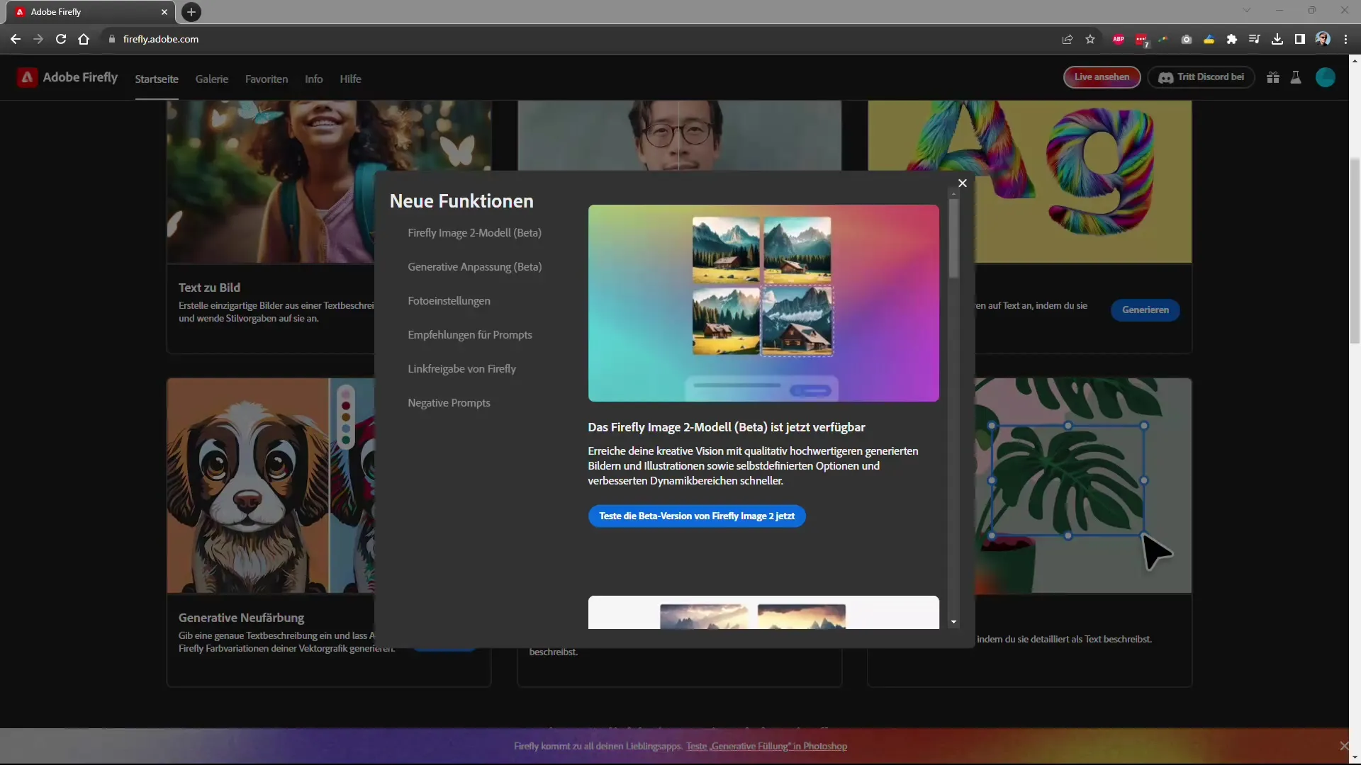 Adobe Firefly: Neue Funktionen im Modell 2 (Oktober 2023)