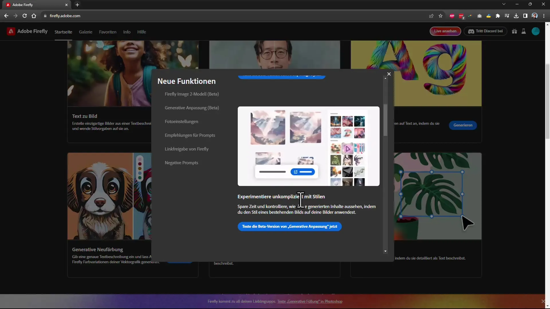 Adobe Firefly: Neue Funktionen im Modell 2 (Oktober 2023)