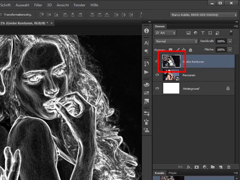 Photoshop composing - Fire and ice - Part 02: Creating contours in preparation for the fire