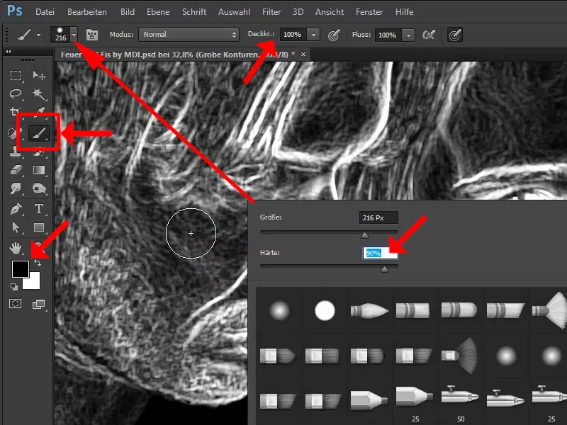 Photoshop komponování - Oheň a led - Část 02: Vytvoření obrysů k přípravě ohně.