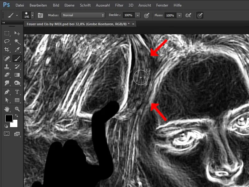 Photoshop composing - Fire and ice - Part 02: Creating contours in preparation for the fire