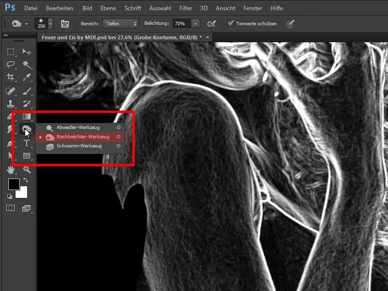 Photoshop-Composing - Api dan Es - Bagian 02: Membuat kontur untuk persiapan memasukkan api