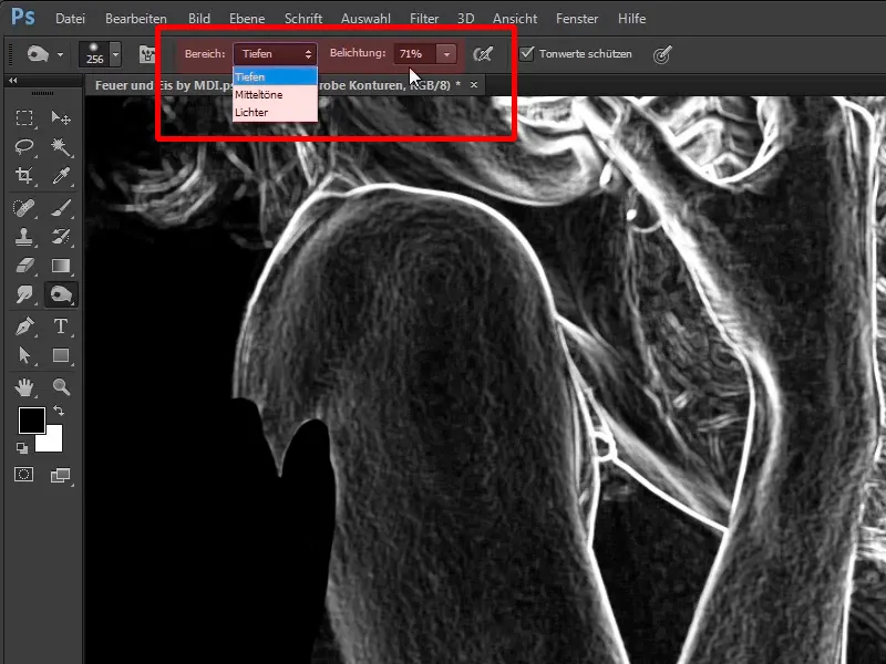 Photoshop-compositie - vuur en ijs - deel 02: maken van contouren ter voorbereiding op het vuur