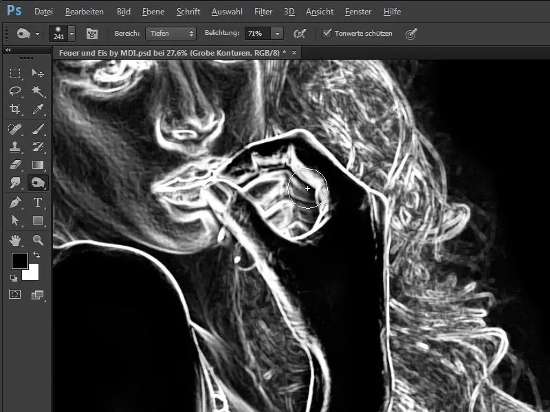 Photoshop composing - Fire and ice - Part 02: Creating contours in preparation for the fire