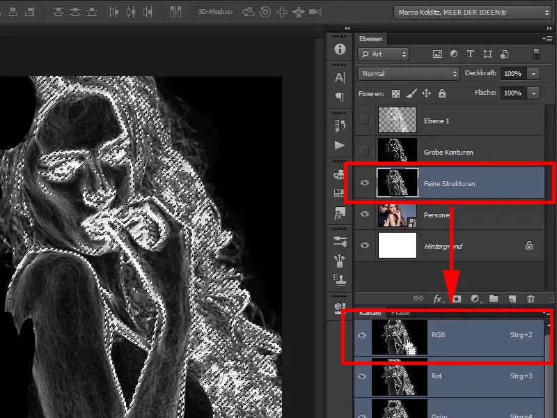 Membuat Composing Photoshop - Api dan Es - Bagian 02: Membuat kontur sebagai persiapan untuk api.