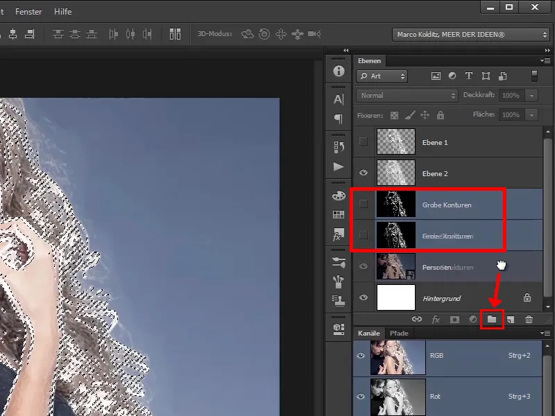 Photoshop-Composing - Api dan Es - Bagian 02: Membuat kontur sebagai persiapan untuk api