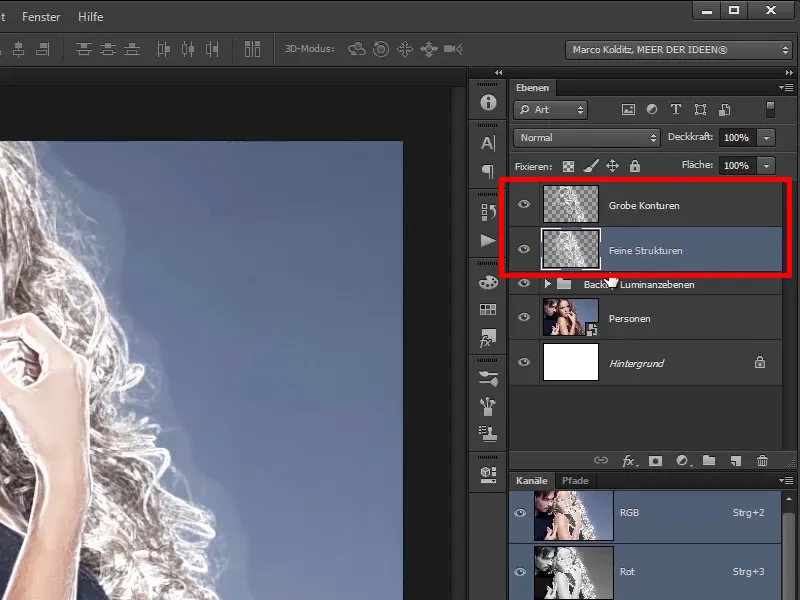 Fotomontage Photoshop - Api dan Es - Bagian 02: Membuat kontur sebagai persiapan untuk api