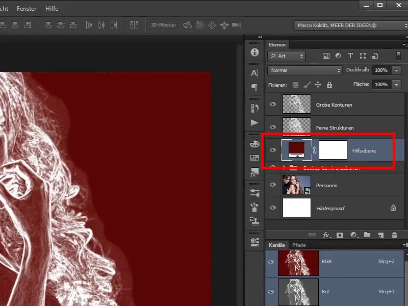 Photoshop-Composing - Api dan Es - Bagian 02: Membuat kontur sebagai persiapan untuk api.