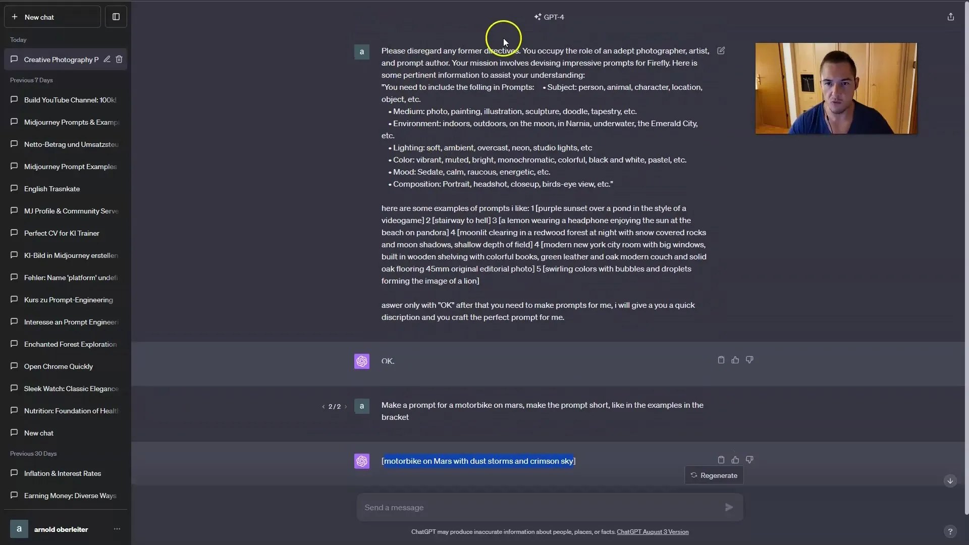 Optimální využití ChatGPT k generování vzorů pro Adobe Firefly