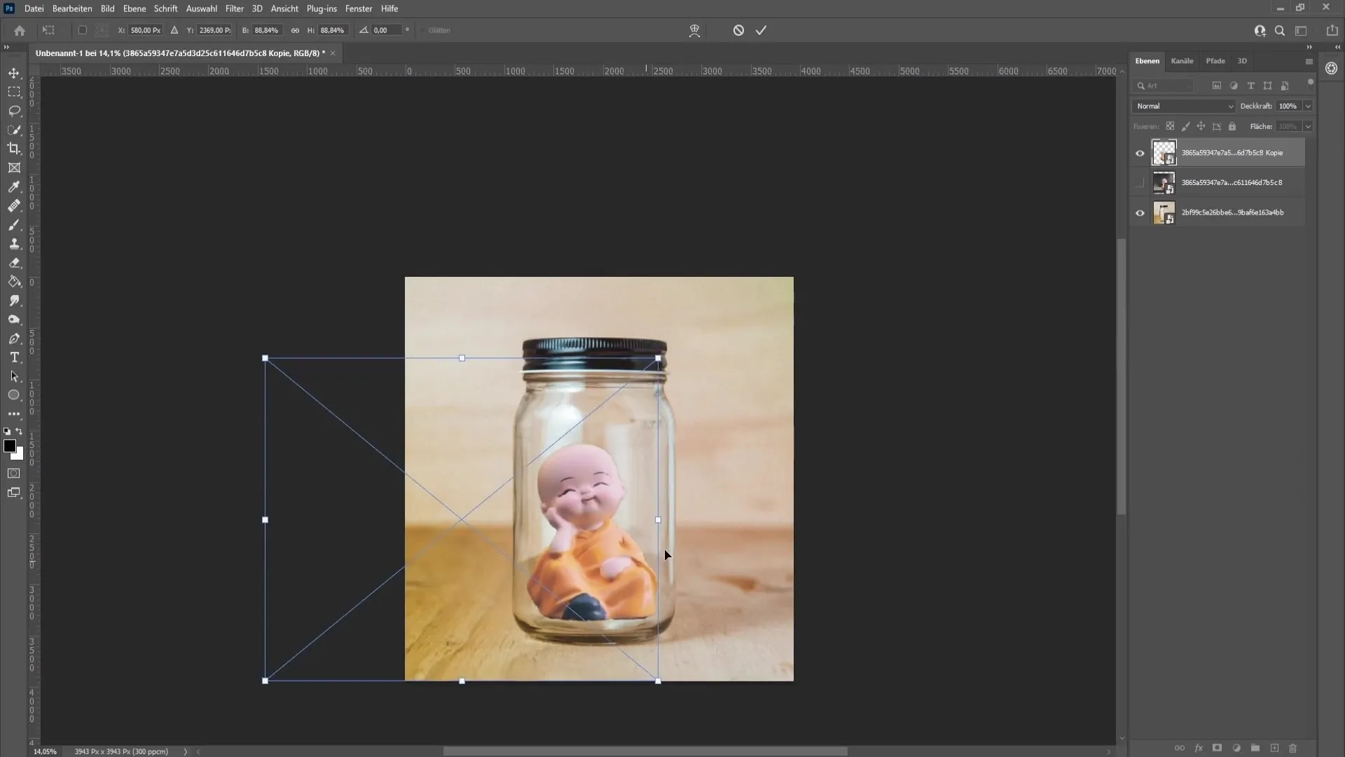 Memasukkan objek ke dalam gelas secara realistis - Panduan langkah demi langkah untuk Photoshop