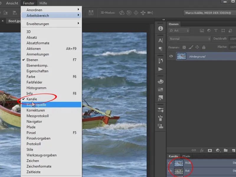 Photoshop-Composing - Ramalan Laut - Bagian 02: Memotong dan menempatkan perahu.