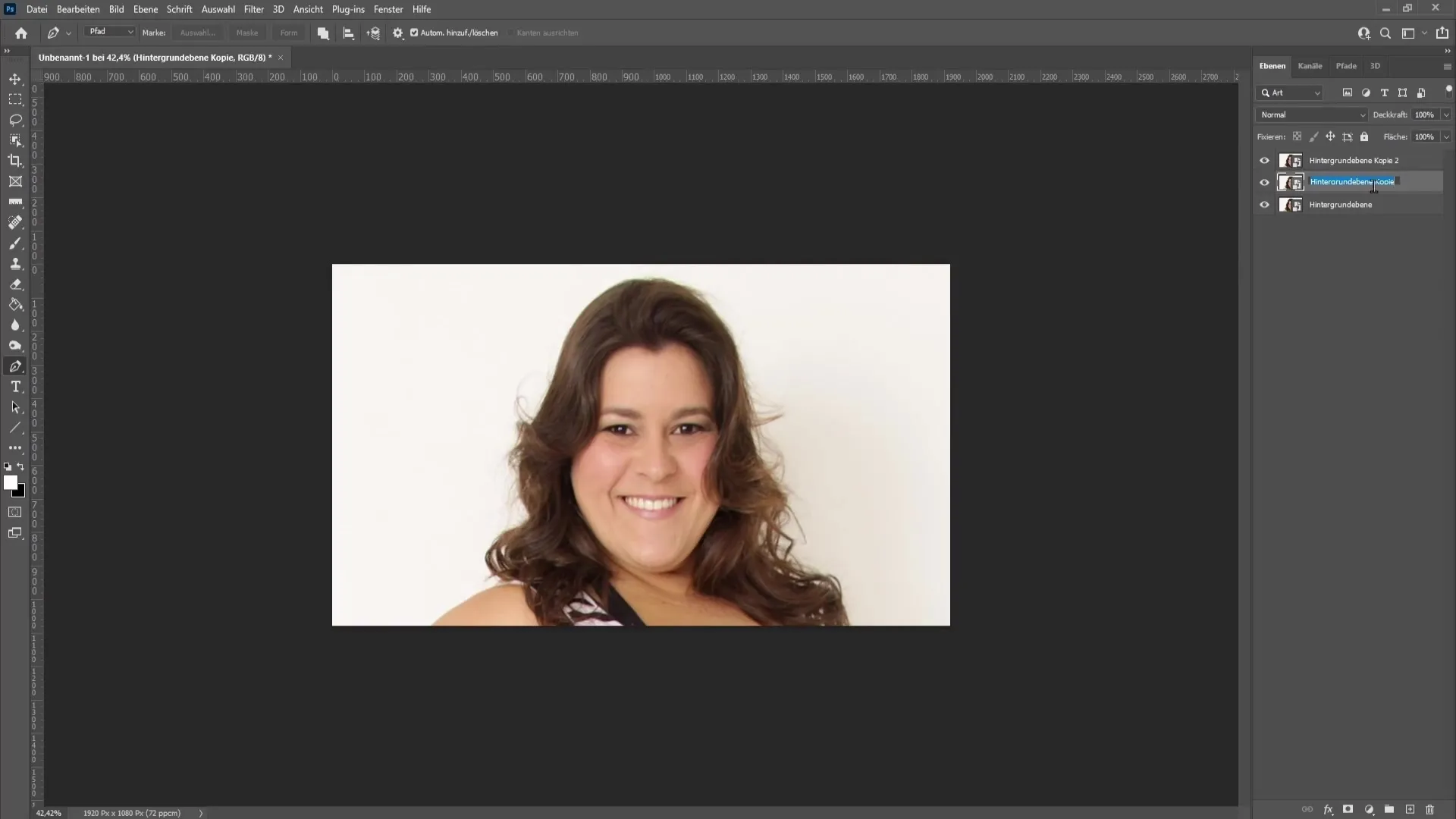 Remove double chin in Photoshop step by step