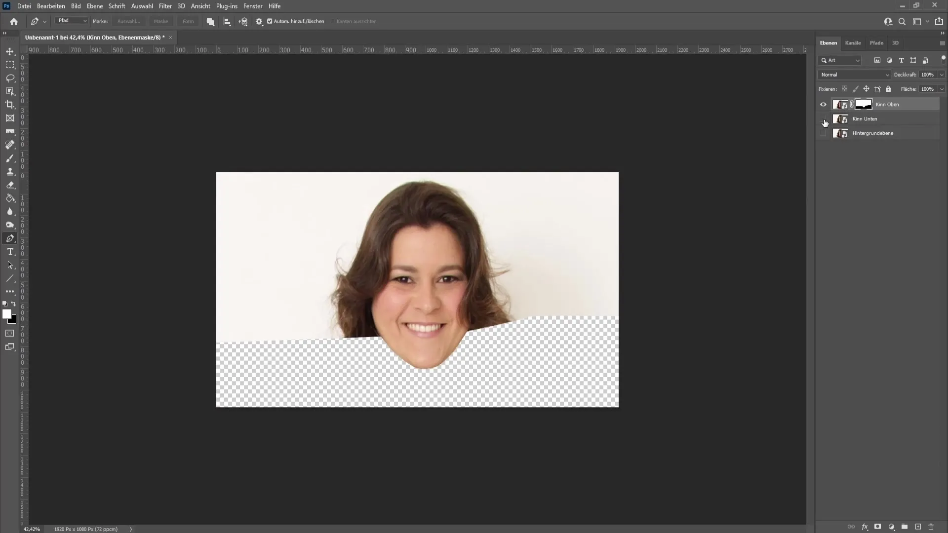 Remove double chin in Photoshop step by step