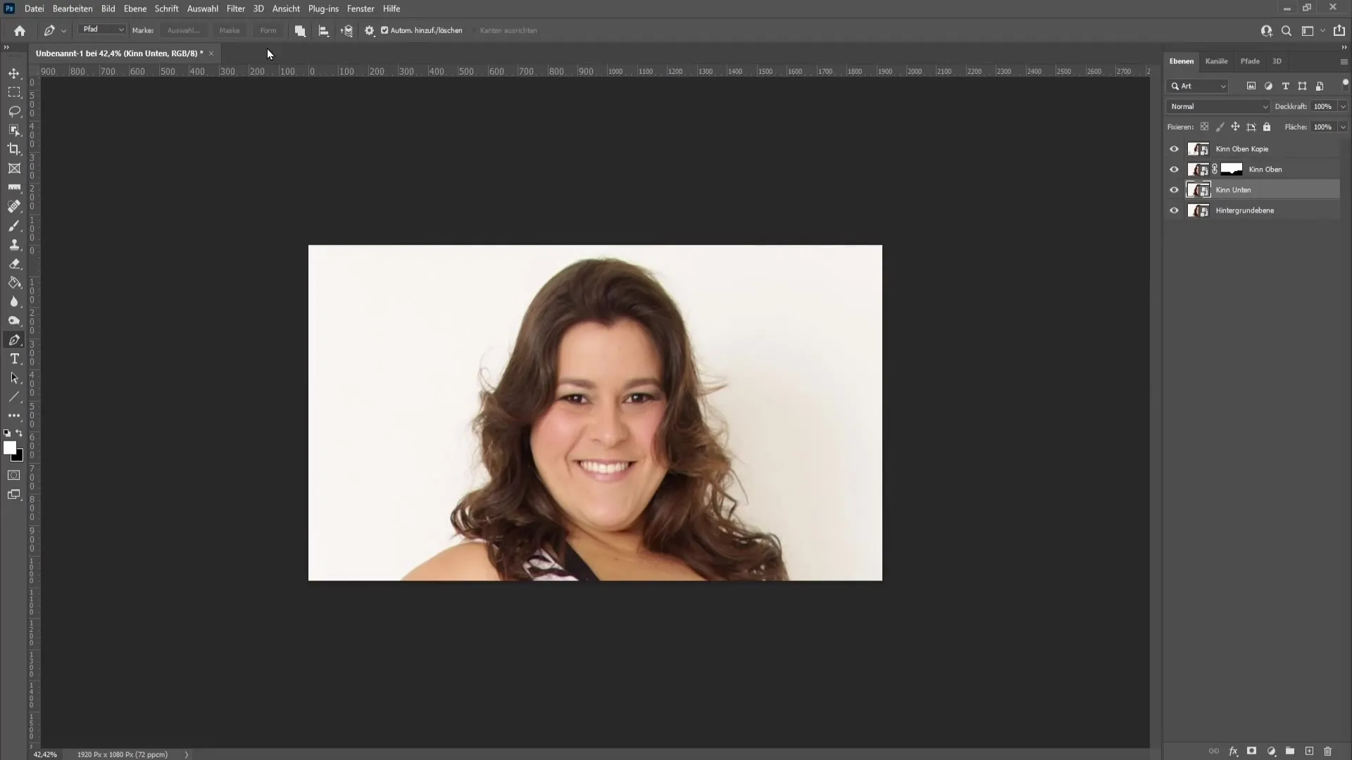 Remove double chin in Photoshop step by step