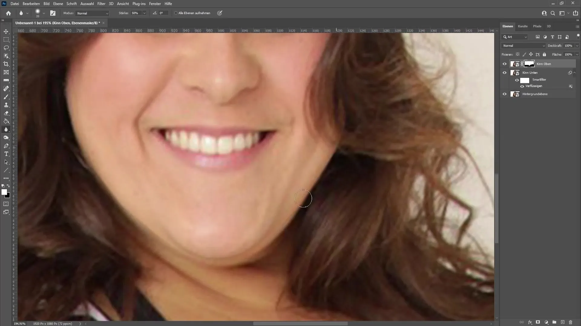 Remove double chin in Photoshop step by step