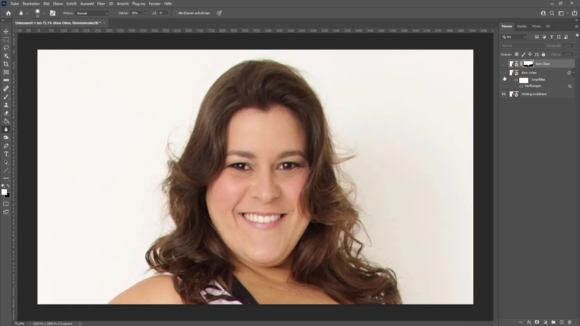 Remove double chin in Photoshop step by step