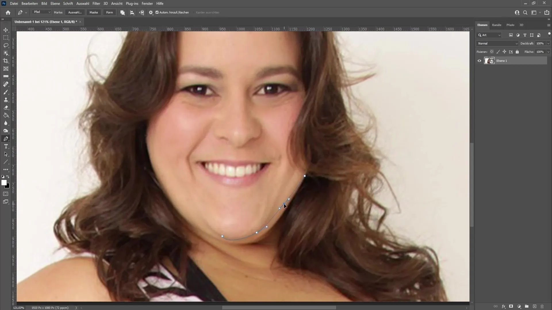 Remove double chin in Photoshop step by step