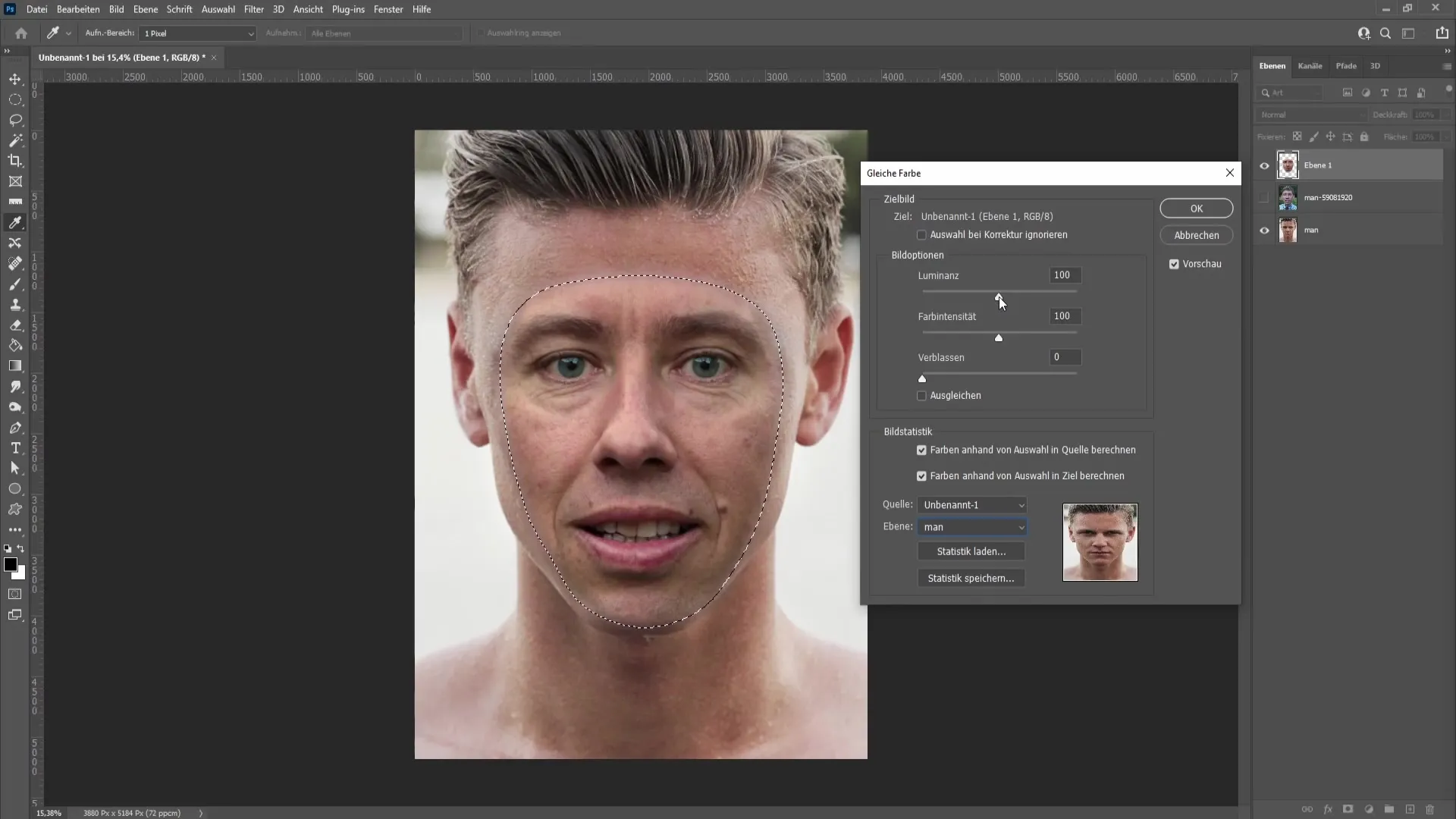 Realistic replacement of a face in Photoshop