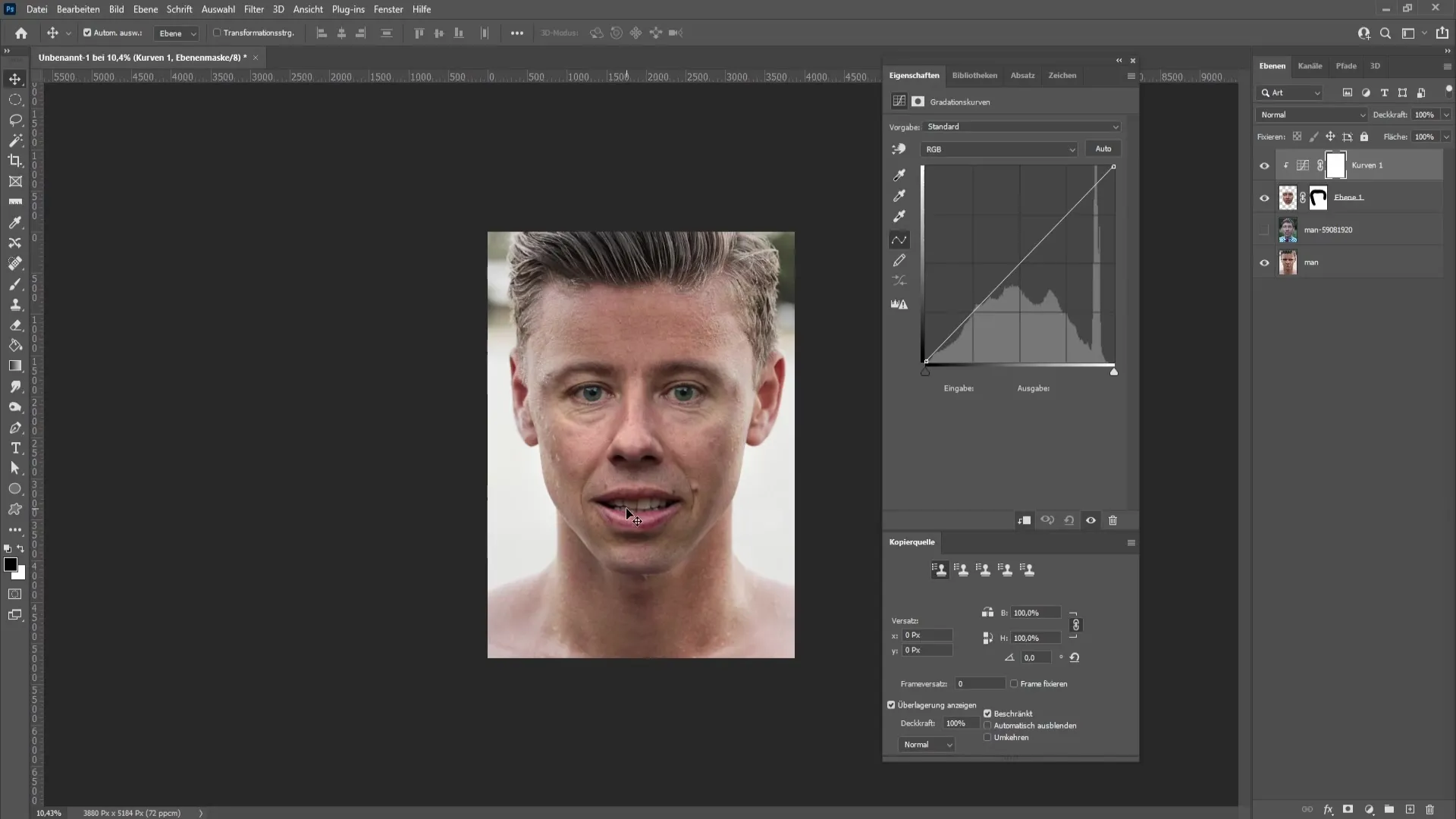 Realistic exchange of a face in Photoshop