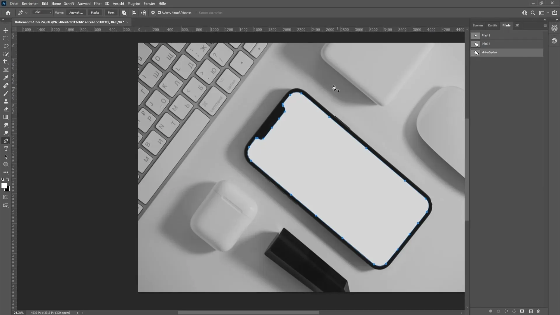 Membuat mockup realistis di Photoshop: Mendesain bingkai foto dan ponsel