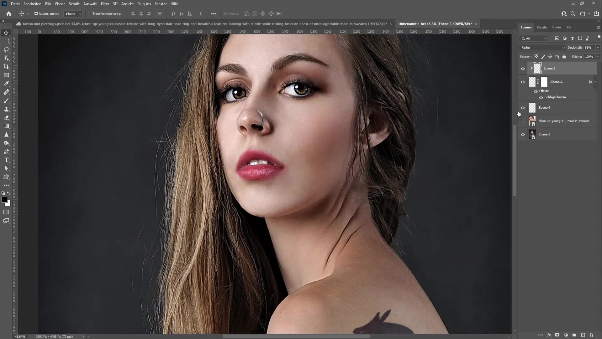 This is how you realistically add a piercing in Photoshop