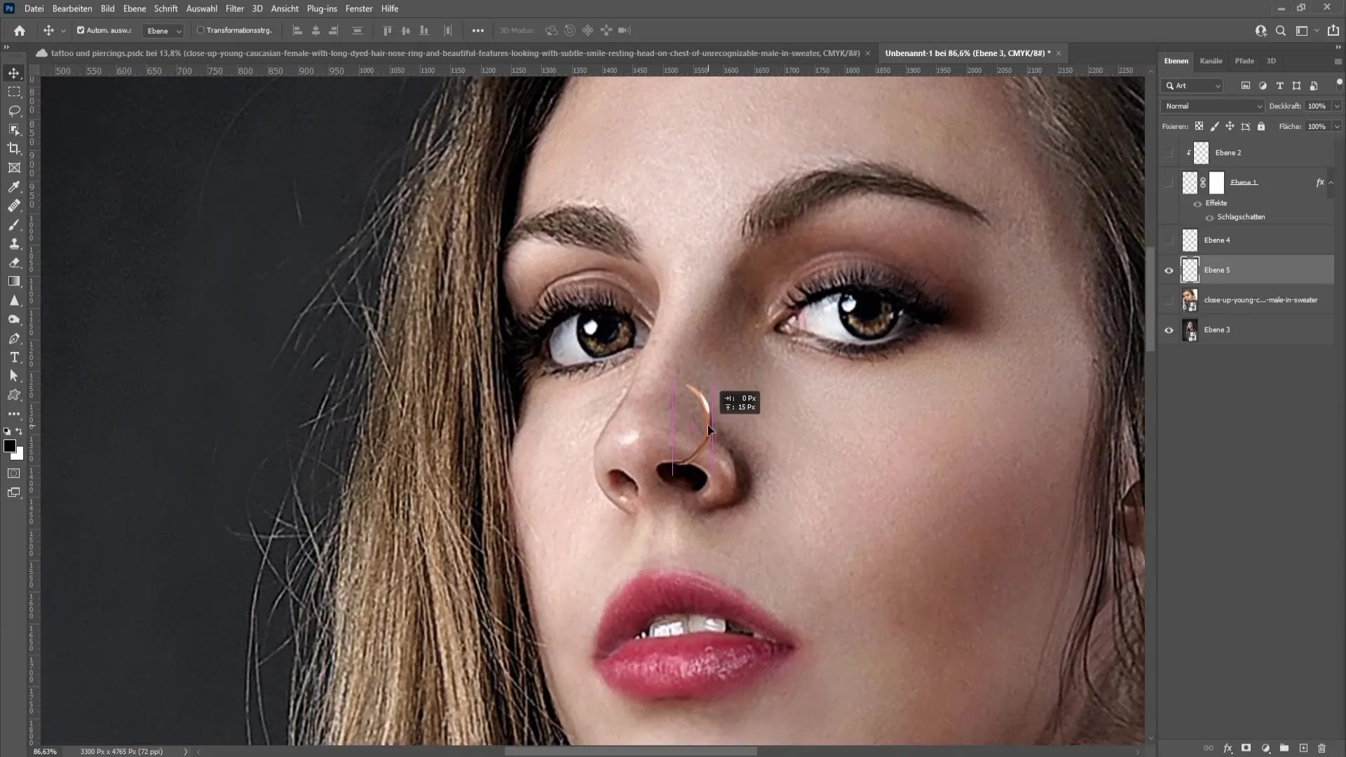 This is how you realistically insert a piercing in Photoshop