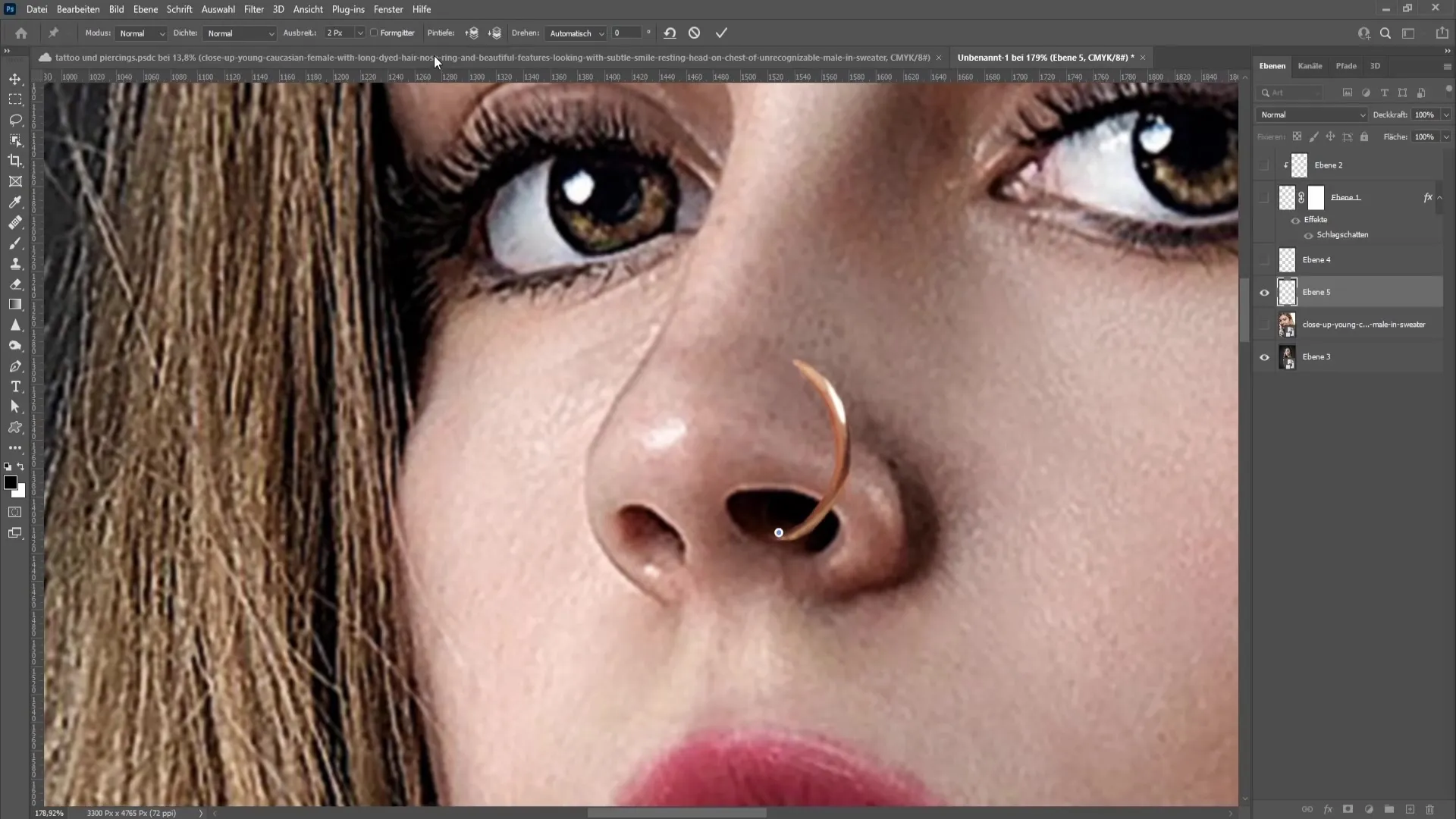 This is how you realistically insert a piercing in Photoshop