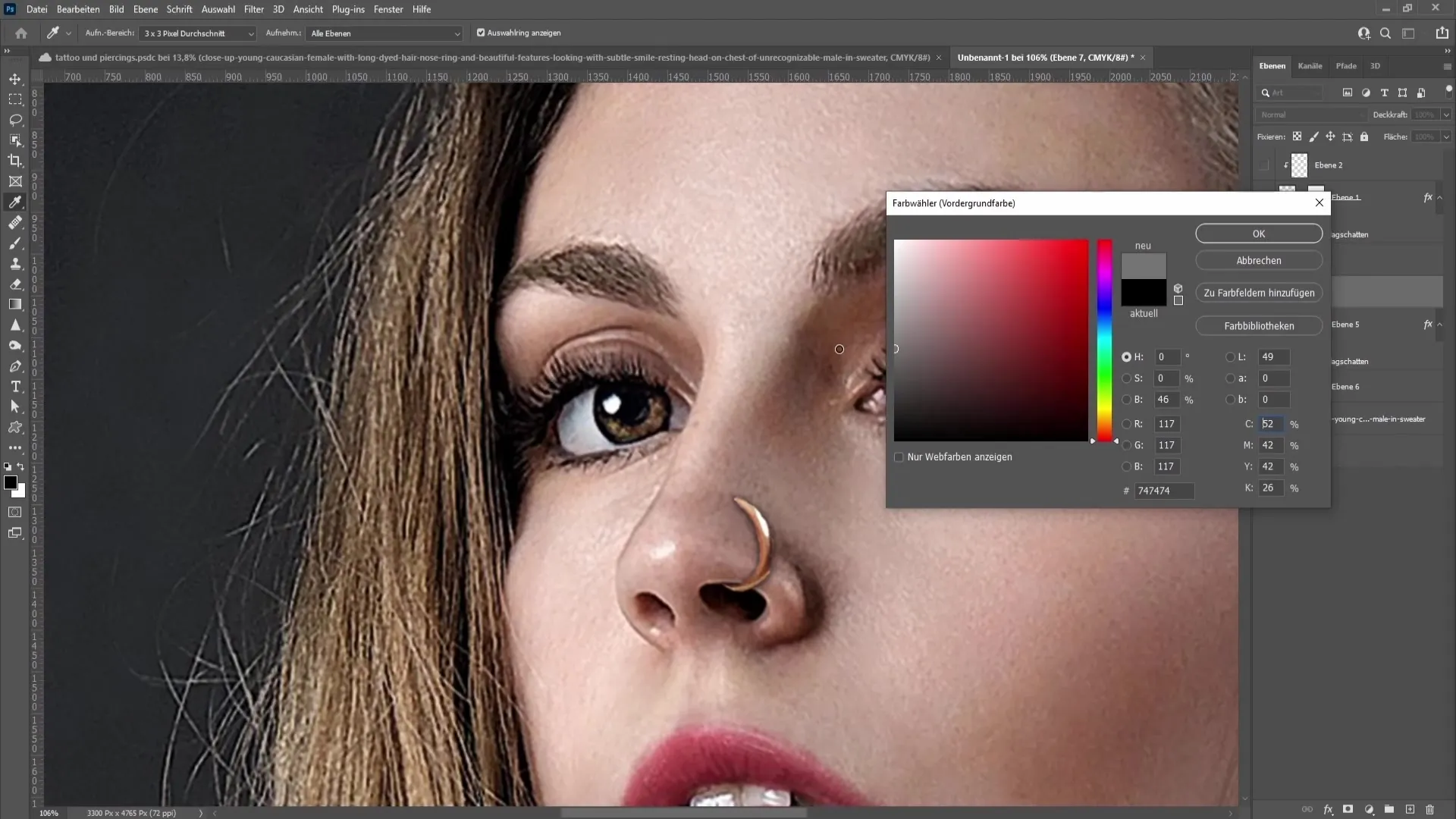 This is how you realistically insert a piercing in Photoshop